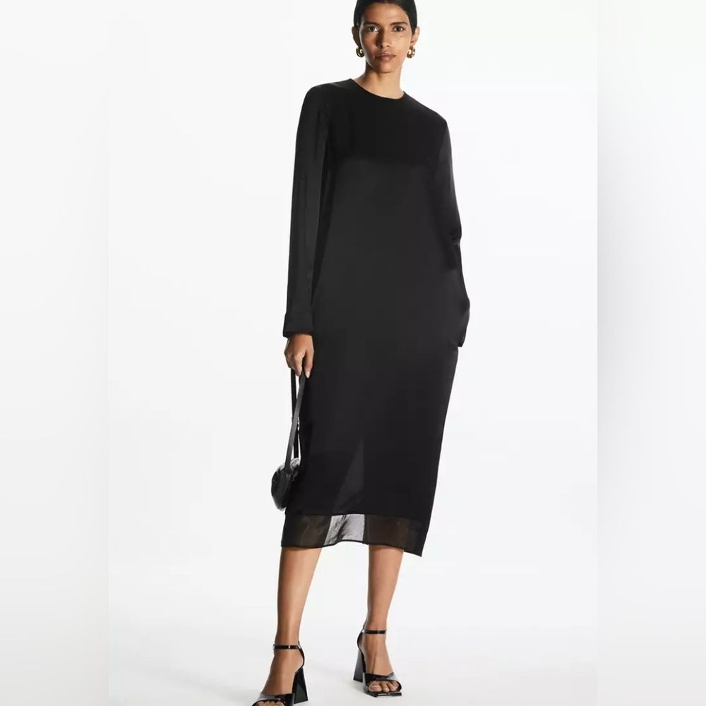 COS | Organza-Panelled Midi Dress